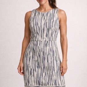 J Crew Tweed Blue and White Sleeveless Midi Dress Size 6